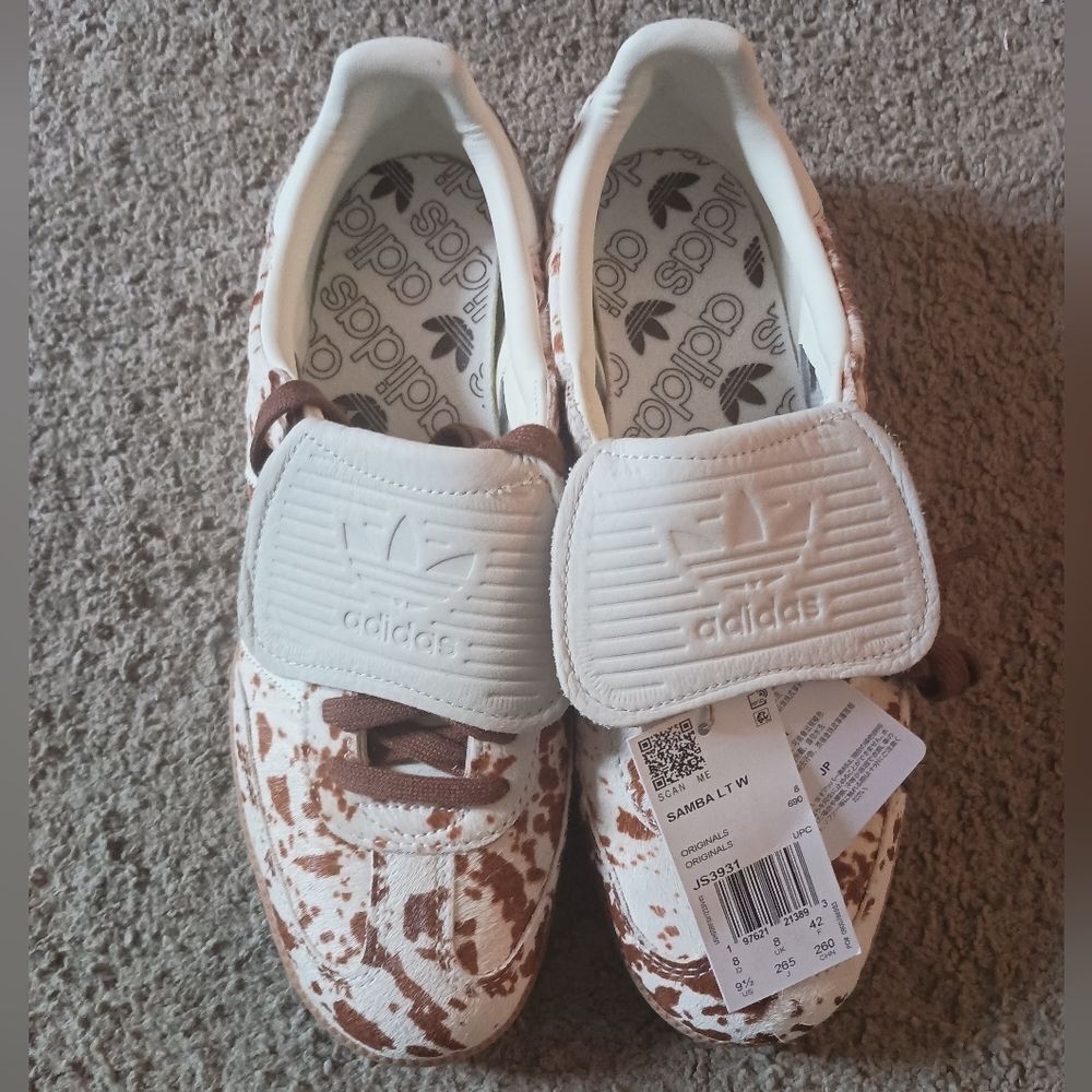 Adidas Samba LT Women's Size 9.5 Sneakers Cow Print Brown White BRAND NEW W TAGS - Picture 2 of 7